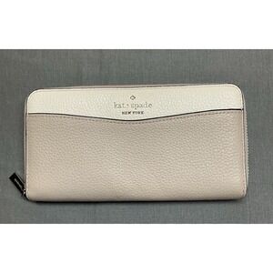 Kate Spade NY Leilia Continental Tan Pebbled Leather Bifold Wallet Zip Around